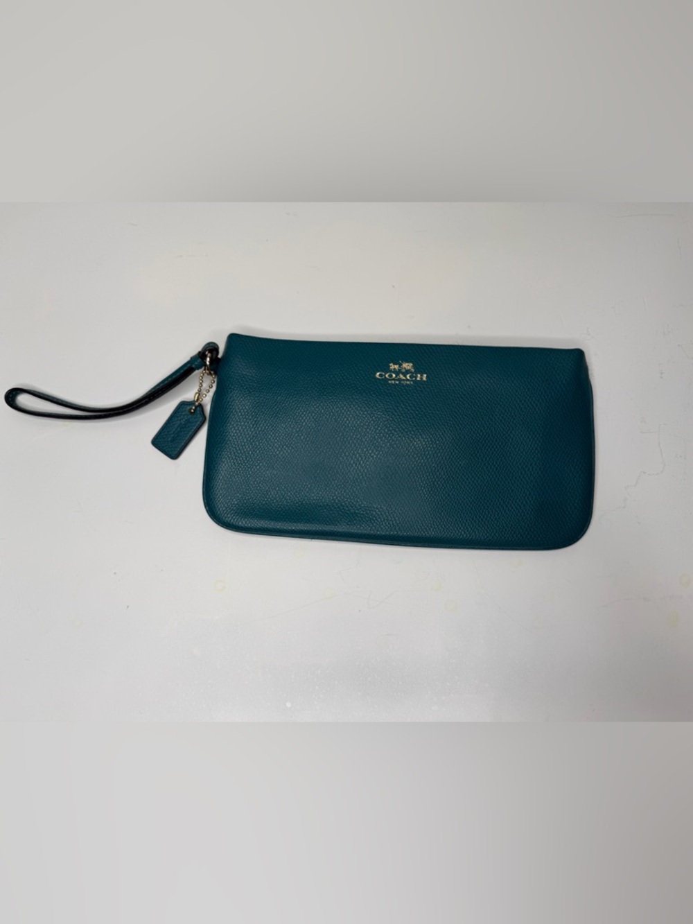 Coach Teal Blue Leather Wristlet